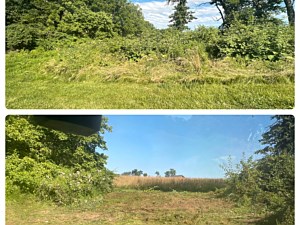 Before and after of a trail connecting one side of a property to another in Chester Springs